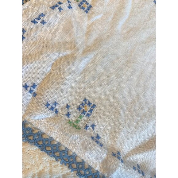 Vintage blue lace and flower cross stitch doilies set of 3 - Picture 5 of 14